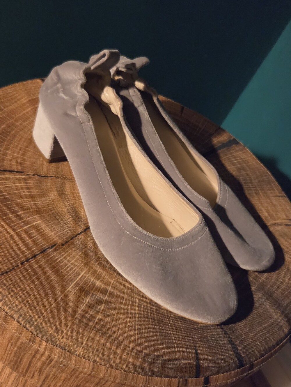 Everlane Day Heel Womens 10.5 Chunky Pump In Grey Suede - Picture 3 of 12